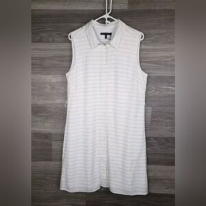 Adrianna Papell Women 12 White Button Tunic Shirt Dress Anthropologie